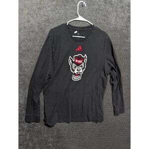 Adidas NC State Wolfpack Mens XL Long Sleeve T-Shirt Black Graphic Tee NCAA